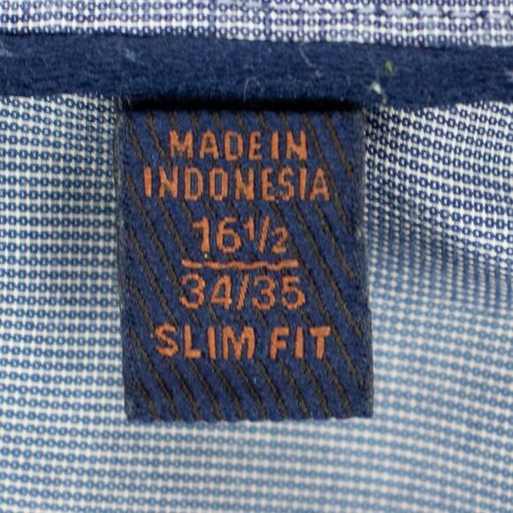 Elie Tahari Men's Long Sleeve Button Up Oxford Cuffs Blue Gray Cotton Size 16.5 - Picture 8 of 12